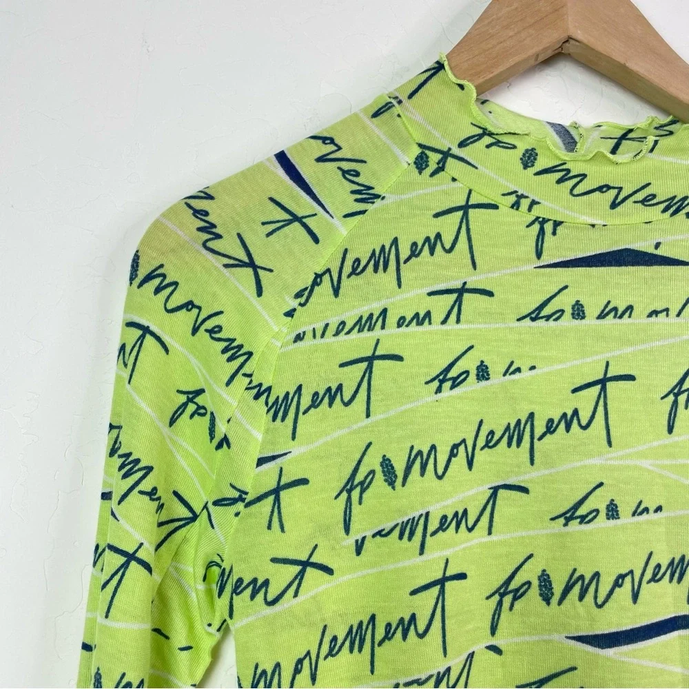 Free People Movement Mockneck High Jump Printed Logo Long Sleeve Top Medium